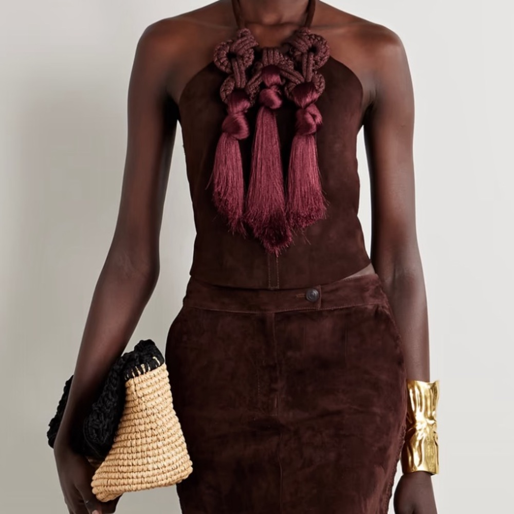 Kell cropped tasseled suede halterneck top - Picture 2 of 4